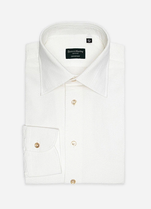White - Italian Spread Collar - Seersucker